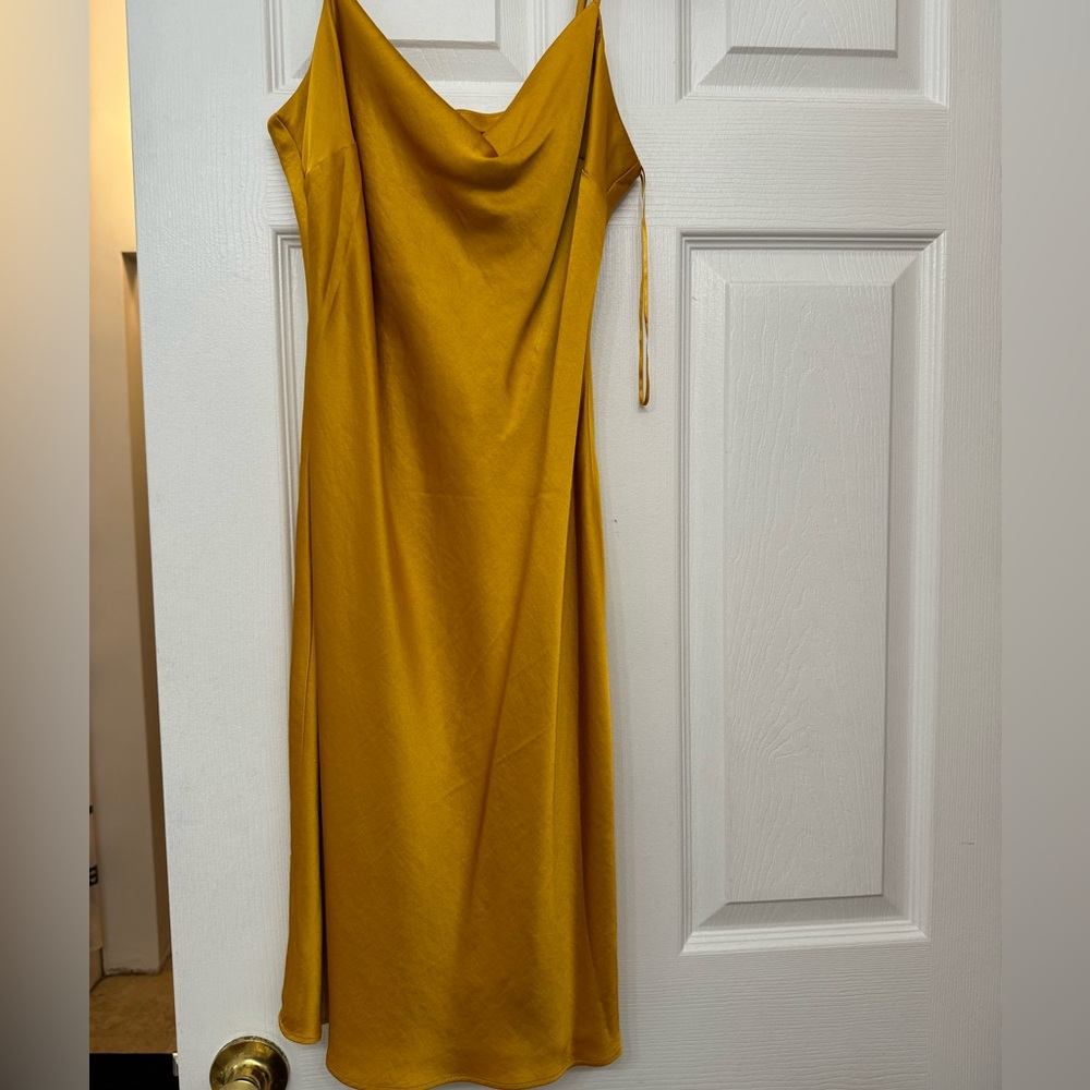 Worn once yellow golden silk dress from Express size small